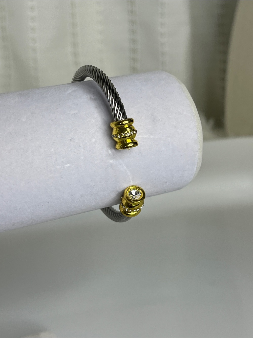 Goldtone & Silvertone  Accent Twisted Cable Open Cuff Bracelet - Women's Jewelry